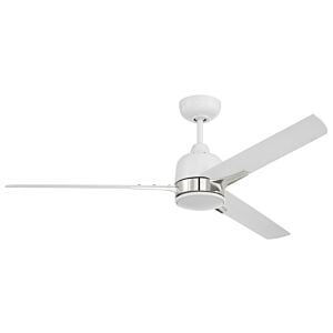 Fuller 1-Light 52" Hanging Ceiling Fan in White with Polished Nickel