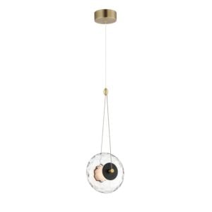Unity 1-Light LED Pendant in Black with Natural Aged Brass
