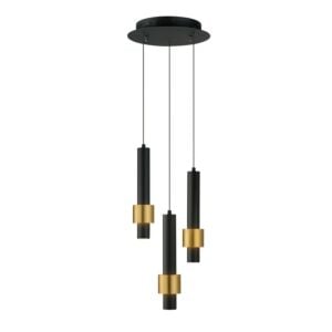 Reveal 3-Light LED Pendant in Black with Gold