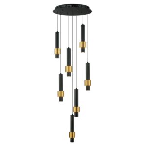 Reveal 7-Light LED Pendant in Black with Gold