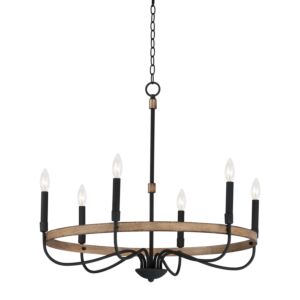 Franklin 6-Light Chandelier in Driftwood with Black