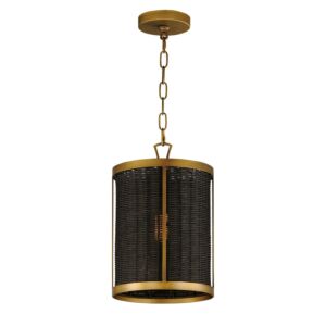 Rattan 1-Light Pendant in Natural Aged Brass