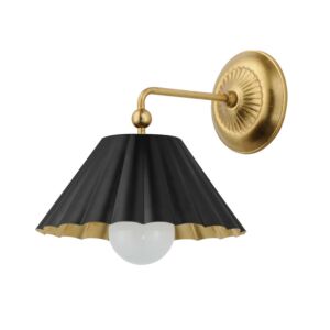 Primrose 1-Light Wall Sconce in Black with Gold Leaf