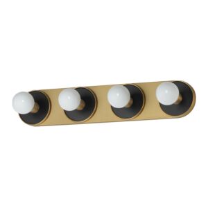 Hollywood 4-Light LED Wall Sconce in Black with Natural Aged Brass