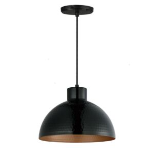 Rockport 1-Light Pendant in Black with Antique Copper