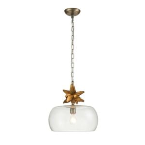 Toissant 1-Light Pendant in Gold Leaf with Silver Leaf