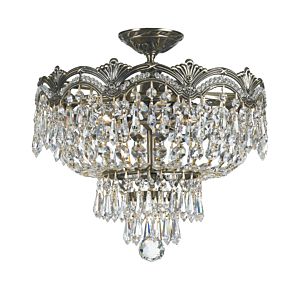 Crystorama Majestic 3 Light 14 Inch Ceiling Light in Historic Brass with Clear Swarovski Strass Crystals