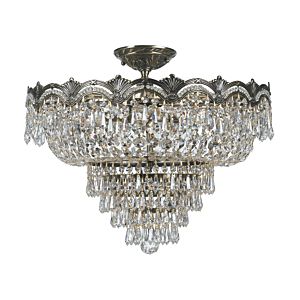 Crystorama Majestic 5 Light 22 Inch Ceiling Light in Historic Brass with Clear Hand Cut Crystals