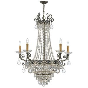 Crystorama Majestic 13 Light 38 Inch Traditional Chandelier in Historic Brass with Clear Hand Cut Crystals