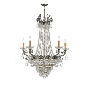 Crystorama Majestic 13 Light 38 Inch Traditional Chandelier in Historic Brass with Clear Swarovski Strass Crystals
