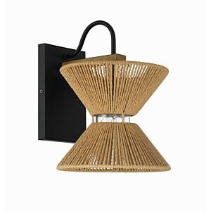 Serena 1-Light Wall Sconce in Flat Black with Walnut