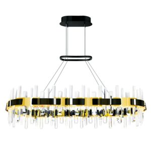Aya LED Chandelier in Pearl Black with Titanium Gold