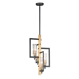  Flambeau Pendant Light in Black and Antique Brass