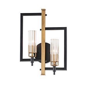  Flambeau Wall Sconce in Black and Antique Brass