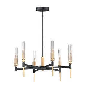  Flambeau  Transitional Chandelier in Black and Antique Brass
