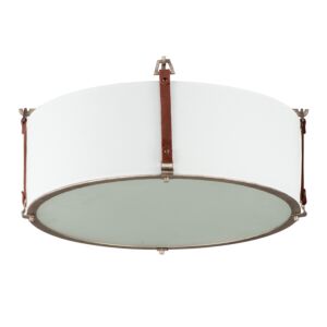 Sausalito 4-Light Flush Mount in Weathered Zinc with Brown Suede