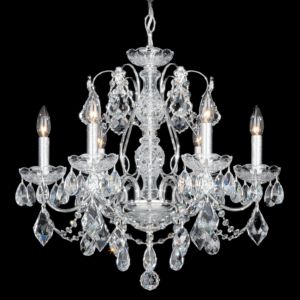 Schonbek Century 6 Light Chandelier in Silver with Clear Heritage Crystals