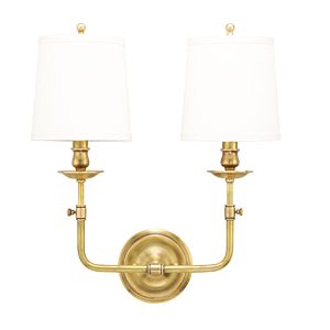 Hudson Valley Logan 2 Light 18 Inch Wall Sconce in Aged Brass