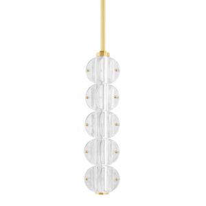 Lindley 5-Light LED Pendant in Aged Brass