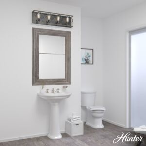 Hunter Gablecrest 4-Light Bathroom Vanity Light in French Oak