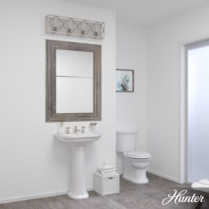 Hunter Gablecrest 4-Light Bathroom Vanity Light in Distressed White