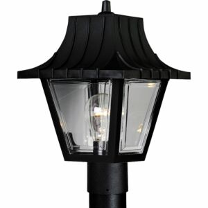 Mansard 1-Light Post Lantern in Textured Black