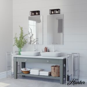 Hunter Squire Manor 2-Light Bathroom Vanity Light in Matte Black