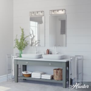 Hunter Squire Manor 3-Light Bathroom Vanity Light in Brushed Nickel