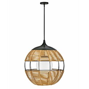 Hinkley Maddox 1-Light Outdoor Pendant In Black With Light Natural Nylon Shade