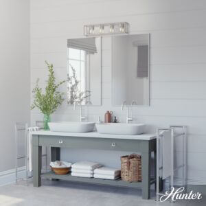 Hunter Squire Manor 4-Light Bathroom Vanity Light in Brushed Nickel