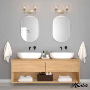 Hunter Xidane 2-Light Bathroom Vanity Light in Alturas Gold