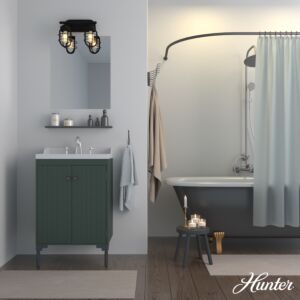Hunter Starklake 2-Light Bathroom Vanity Light in Natural Iron