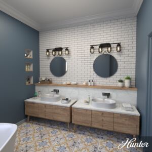 Hunter Starklake 4-Light Bathroom Vanity Light in Natural Iron