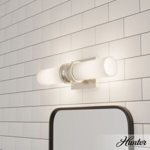 Hunter Lenlock 2-Light Bathroom Vanity Light in Brushed Nickel