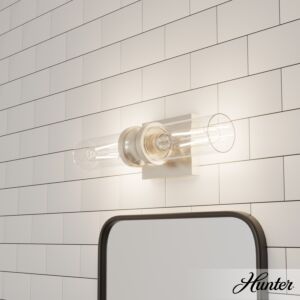Hunter Lenlock 2-Light Bathroom Vanity Light in Brushed Nickel