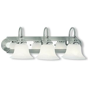 Belmont 3-Light Bathroom Vanity Light in Brushed Nickel w with Polished Chrome