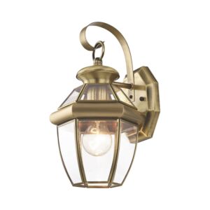 Monterey 1-Light Outdoor Wall Lantern in Antique Brass
