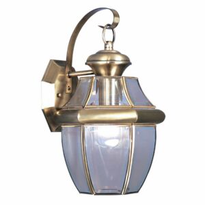 Monterey 1-Light Outdoor Wall Lantern in Antique Brass