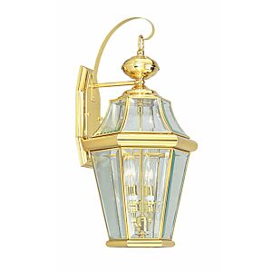 Georgetown 2-Light Outdoor Wall Lantern in Polished Brass