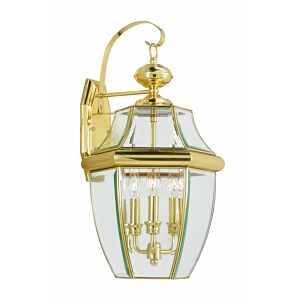 Monterey 3-Light Outdoor Wall Lantern in Polished Brass