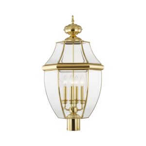 Monterey 4-Light Outdoor Post Lantern in Polished Brass