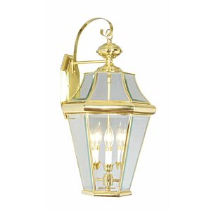 Georgetown 3-Light Outdoor Wall Lantern in Polished Brass