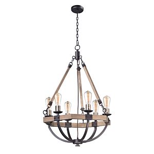  Lodge Chandelier in Weathered Oak and Bronze