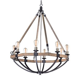 Maxim Lodge 8 Light Transitional Chandelier in Weathered Oak and Bronze