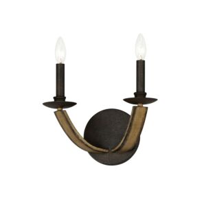 Basque 2-Light Wall Sconce in Driftwood with Anthracite