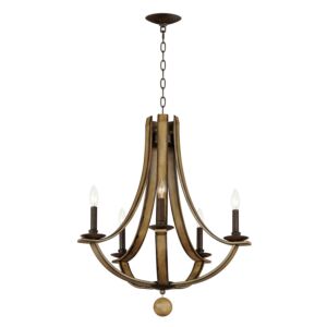 Basque 5-Light Chandelier in Driftwood with Anthracite