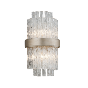 Corbett Chime 2 Light Wall Sconce in Silver Leaf Polished Stainless