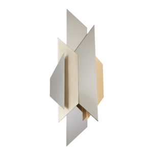 Corbett Modernist 2 Light Wall Sconce in Pol Ss With Silverandgold Leaf