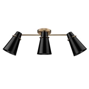 Reeva 3-Light Semi-Flush Mount Ceiling Light in Modern Brass