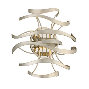 Corbett Calligraphy 2 Light Wall Sconce in Silver Leaf Polished Stainless